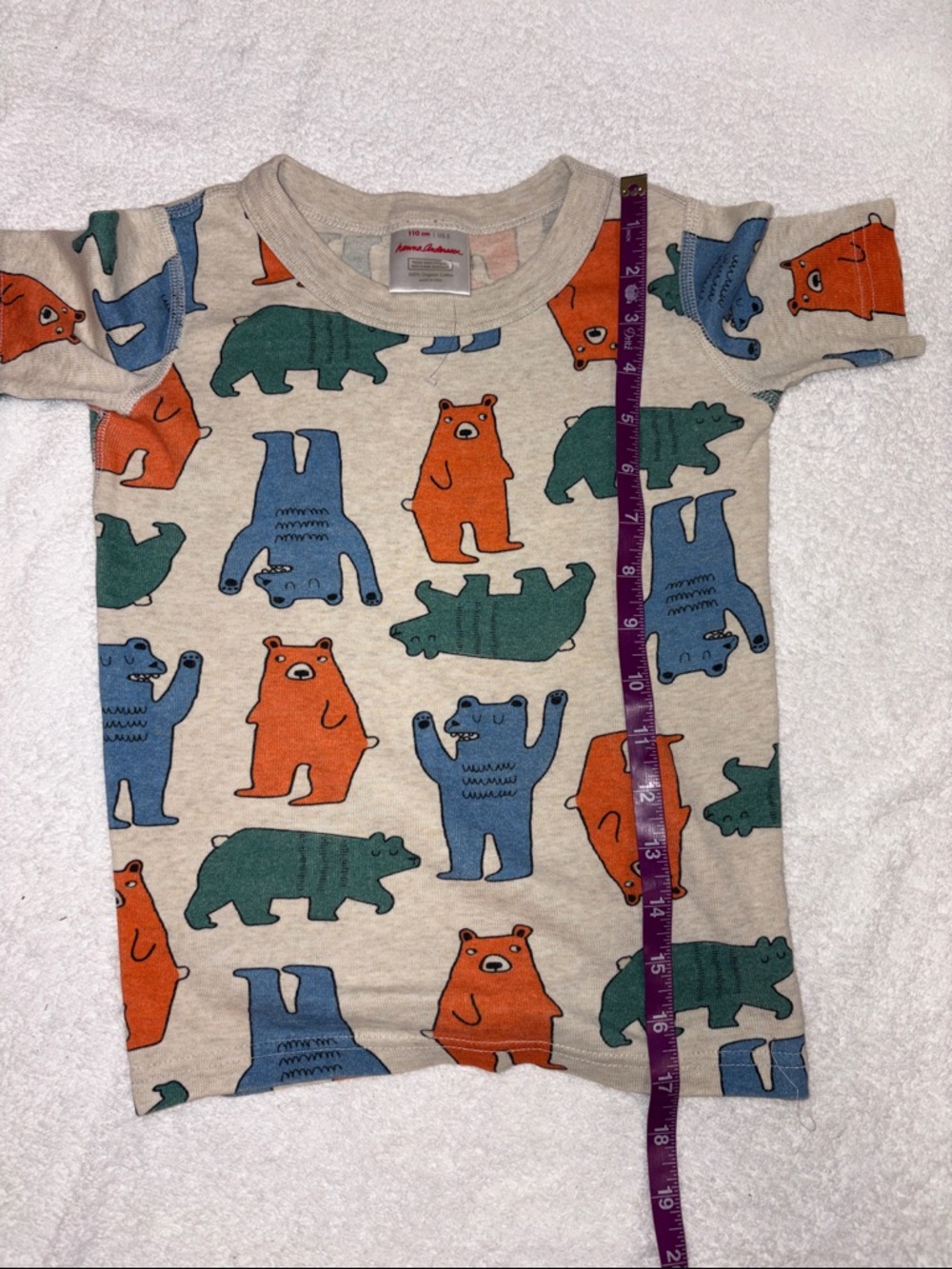 Hanna Andersson Kids summer Beige Bear Print Pajama Set organic 110 cm us 5 - Picture 2 of 8